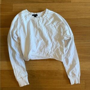 White Cut-Off Long Sleeve T-Shirt